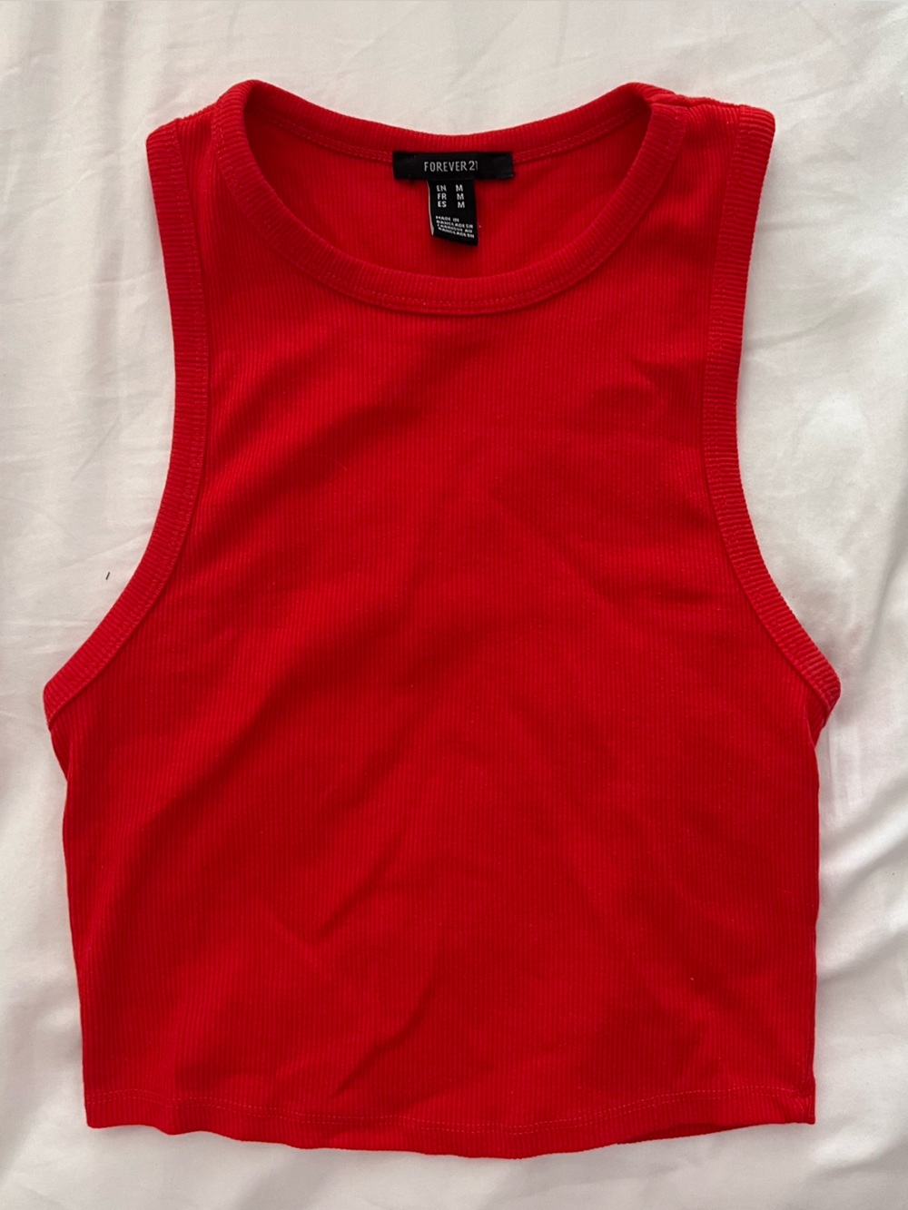 Women’s Red Ribbed Crop Tank Top